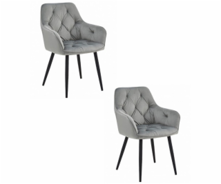 Leobert Židle JORK - stříbrošedý samet / černé nohy x 2