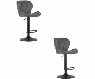 Leobert Taburetka WEST - šedý samet / černá podnož x 2