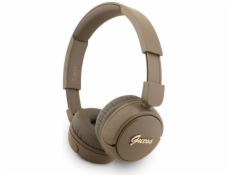 Guess Sluchátka přes uši Bluetooth 5.3 s kovovým logem a hnědou barvou