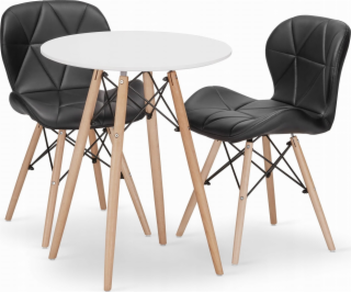 Leobert Sada kulatého stolu TODI 60 bílých + 2 černé židl...