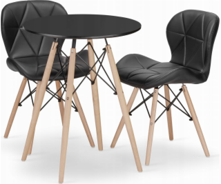 Leobert Sada kulatého stolu TODI 60 černý + 2 černé židle...