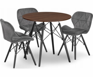 Leobert Sada kulatého stolu TODI 80 jasan + 3 šedé židle ...