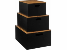 5five Sada 3 bambusových krabiček s víkem BAVA.