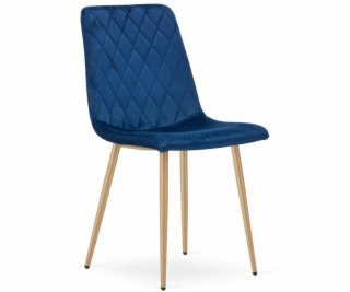 Leobert Židle TURIN - tmavě modrý samet / nohy v barvě dř...