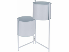 ProGarden Kovový stojan na květiny pro 2 květiny, bílý