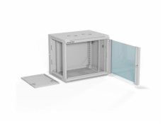 ALANTEC Szafa wisząca 19  9U 600x450, drzwi szklane, kolor szary, do samodzielnego montażu - Flat Pack (SW-9U-600-450-01-SF)