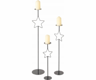 Boltze Kovové svícny s hvězdou GUILA, 3 ks, výška 54,5 - ...