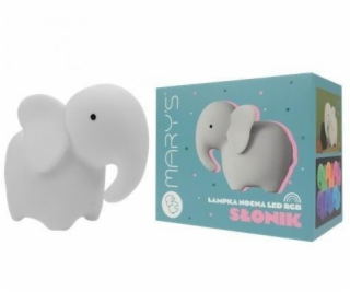 Marys RGB LED noční lampa, bílý slon, s dálkovým ovládáním