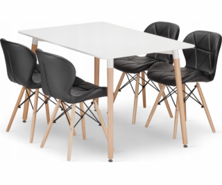 Leobert Sada obdélníkového stolu ADRIA 120x80 bílý + 4 ži...