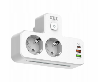 Plastrol Dvojitá rozbočovač zásuvek s vypínačem a žárovko...