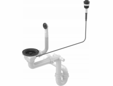 NoName 3 1/2  odtok PUSH TO OPEN s 1komorovým sifonem Power Color z čistého uhlíku (GRANIT - vertikální), úspora místa, kulaté tlačítko