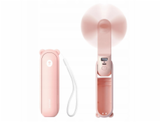 Jisulife Přenosný ruční ventilátor Life8 Plus s USB portem, funkcí powerbanky 4500 mAh a svítilnou - růžový