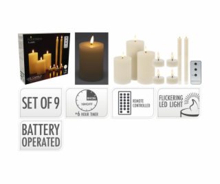 LED svíčky sada 9 ks s dálkovým ovládáním KO-AX6200120