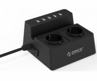 Orico ODC-2A5U-V1-EU-BK 2-zásuvkový napájecí proužek čern...