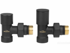 Invena Připojovací sada k radiátoru CZ-33-K15-S, přívodní + uzavírací ventil, úhlová, černá