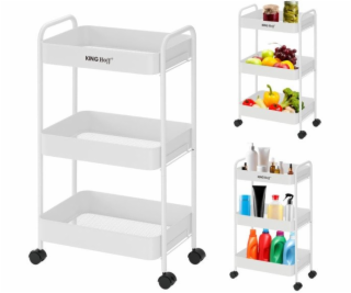 KingHoff 3patrová ocelová police s kolečky otočnými o 360...