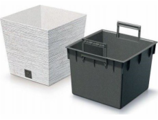 Prosperplast Furu čtvercový květináč s vložkou 29,5 cm bílý