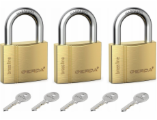 Gerda Sada 3 trojitých mosazných visacích zámků BRASS LINE KMZ S30
