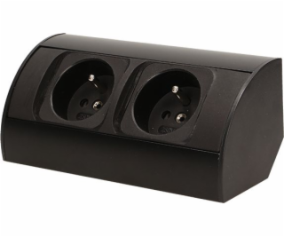 Orno Nábytková zásuvka bez vypínače, 2x2P+Z, černá