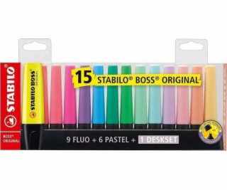 Stabilo Zvýrazňovač Boss, mix barev, 15 ks, pastelové a n...