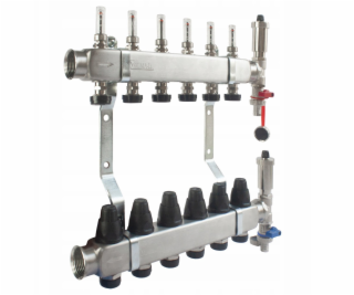 Ferro 14cestný rozdělovač z nerezové oceli s průtokoměry,...