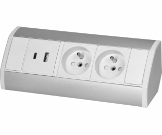 Orno Nábytková zásuvka 2x2P+Z, 2xUSB (typ A+C; 2,4A), bíl...