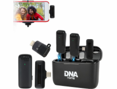 Bitmat Sada pro nahrávání zvuku s mikrofonem DNA DNA ICM1 pro chytré telefony, 2x bezdrátový klopový mikrofon, USB-C přijímač, Lightning adaptér