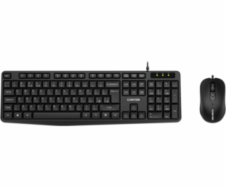 Asbis Sada klávesnice a myši CANYON SET-1 EN, drátová, černá