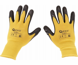 Geko Ochranné rukavice s povlakem velikost 8 – žluté (12/...