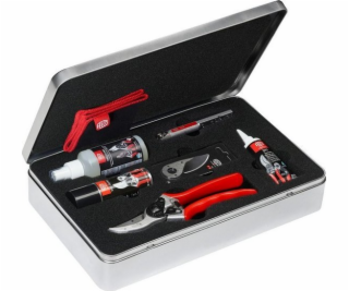 Felco Sada na údržbu a nůžky na zahradu v plechovce