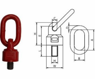 UN ŠROUB S OTOČNÝM A VÝKLOPNÝM OKEM M30*35MM 5,3T