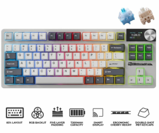 Royal Kludge Herní klávesnice RK S85 White Night s cloudo...