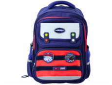 Lean Dětský školní batoh s hrudním popruhem, tmavě modrý, červený, vesmírný, 38x28x19cm