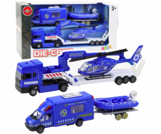 LeanToys Policejní záchranné auto, člun, nákladní vůz, vr...