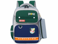 Lean Školní batoh s dinosauřím vzorem a penálem šedý 16l