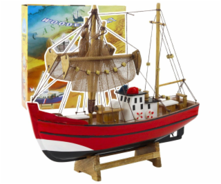 LeanToys Sběratelský model dekorativní rybářské lodi červ...