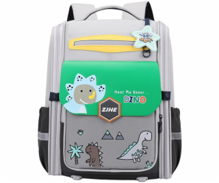 Lean Školní batoh s dinosaury na hrudi, šedozelený, 21 l,...
