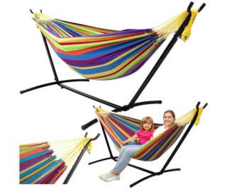 Lean Zahradní houpací síť s rámem pro dvě osoby, barevná,...