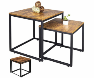 Lean Sada čtvercových konferenčních stolků 2 v 1 Rustic 4...