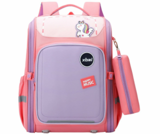 Lean Školní batoh s jednorožcem na hrudi, pastelově růžov...