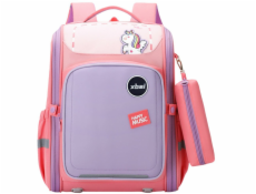 Lean Školní batoh s jednorožcem na hrudi, pastelově růžový, 21 l, 39 cm