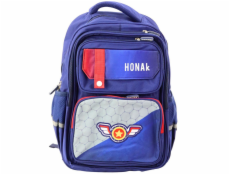 Lean Školní batoh s nášivkou, hrudní popruh, tmavě modrý 20L