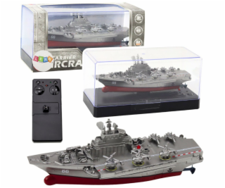 LeanToys Vojenská loď na dálkové ovládání RC stříbrná 15c...