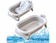 Lean Skládací dětská vanička s teploměrem a matrací s hvězdičkami, šedá