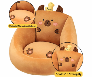 LeanToys Plyšové křeslo pro děti Kapybara s kachnou hnědé...