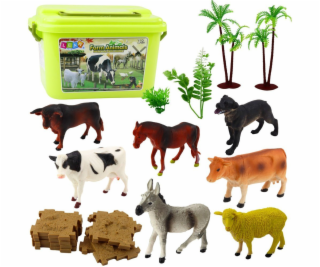 LeanToys Sada figurek zvířat, hospodářských rostlin, stro...