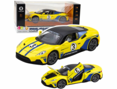 LeanToys Kovové sportovní auto, světla, zvuky, jízda, žlutá 1:22