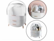 Lean Organizér na kosmetiku s otevíracím víkem, průhledný, se dvěma zásuvkami, bílý