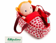 Lilliputiens Panenka v košíku s oblečením a dekou, achátová, 12m+
