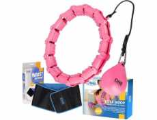 One Fitness Sada hula hoopů s výstupky a závažím růžová, zeštíhlující pás oha02 br160
